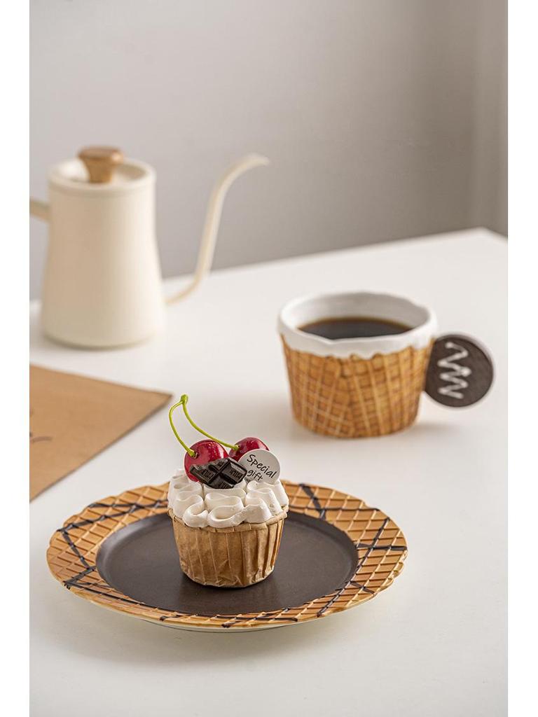 Cute Korean-Style Ceramic Mug & Cookie Series Tableware Set: Coffee Cup, Breakfast & Dinner Plates, Dessert Plate