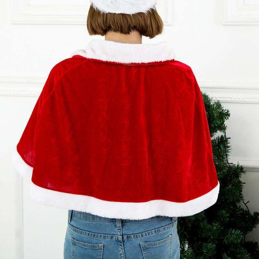 Santa Claus Costume Red Cape Women Hooded Ponchos Christmas Cloak Cosplay Costume Xmas Cape