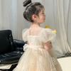 Kids Dress Girls'  Princess Birthday Party Bow Summer Skirt Baby Girl's Bubble Sleeve Mesh Sequin Sweet Cute Dress