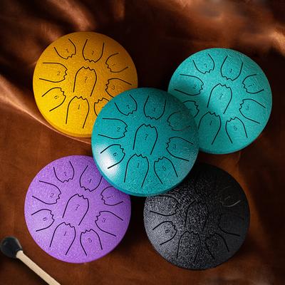 Ocelový jazykový buben 4 palce 9 tónů Vodotěsný Meditační dešťový zvonek Éterický Handpan pro Meditaci Jógu Hudební vzdělávání