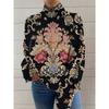 Womens Christmas Print High Neck Sweater Loose Fit Casual Long Sleeve Top