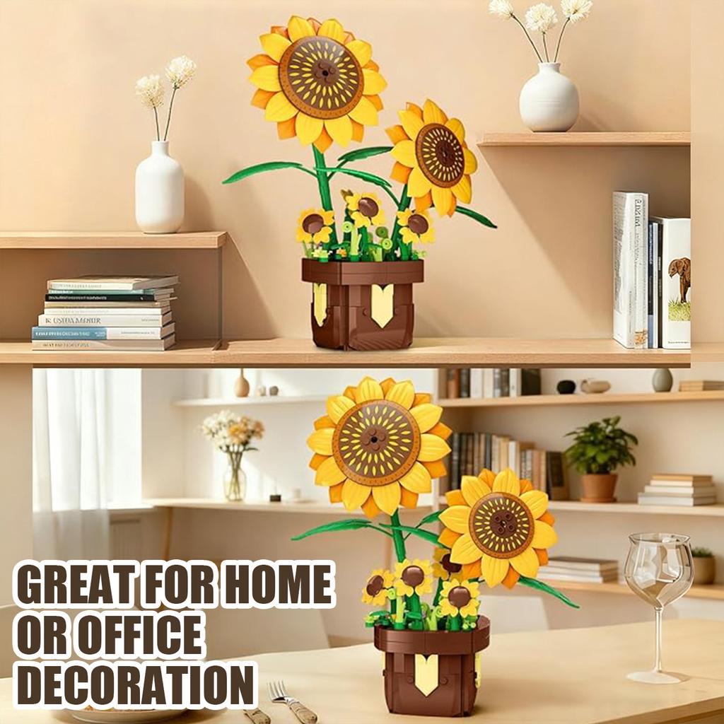 New Sunflower Building Blocks Flower Bouquet Model Bricks Set Idea Home Decoration Educational Puzzle Toys Holiday Gifts