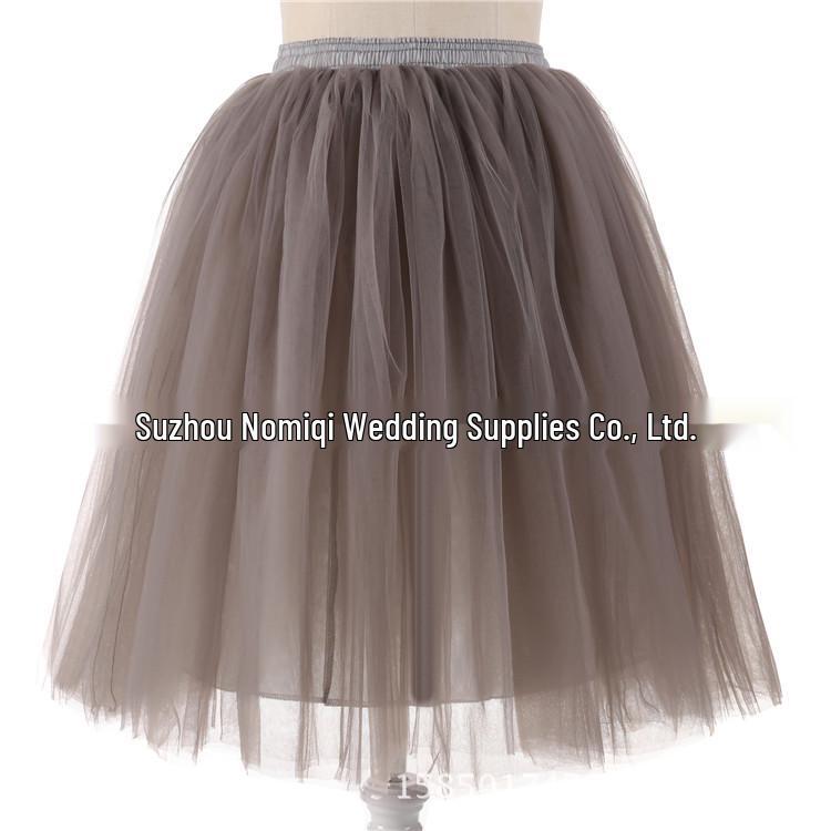 Elegant Five-Layer Tulle Half-Length Puffy Skirt - 65cm Long