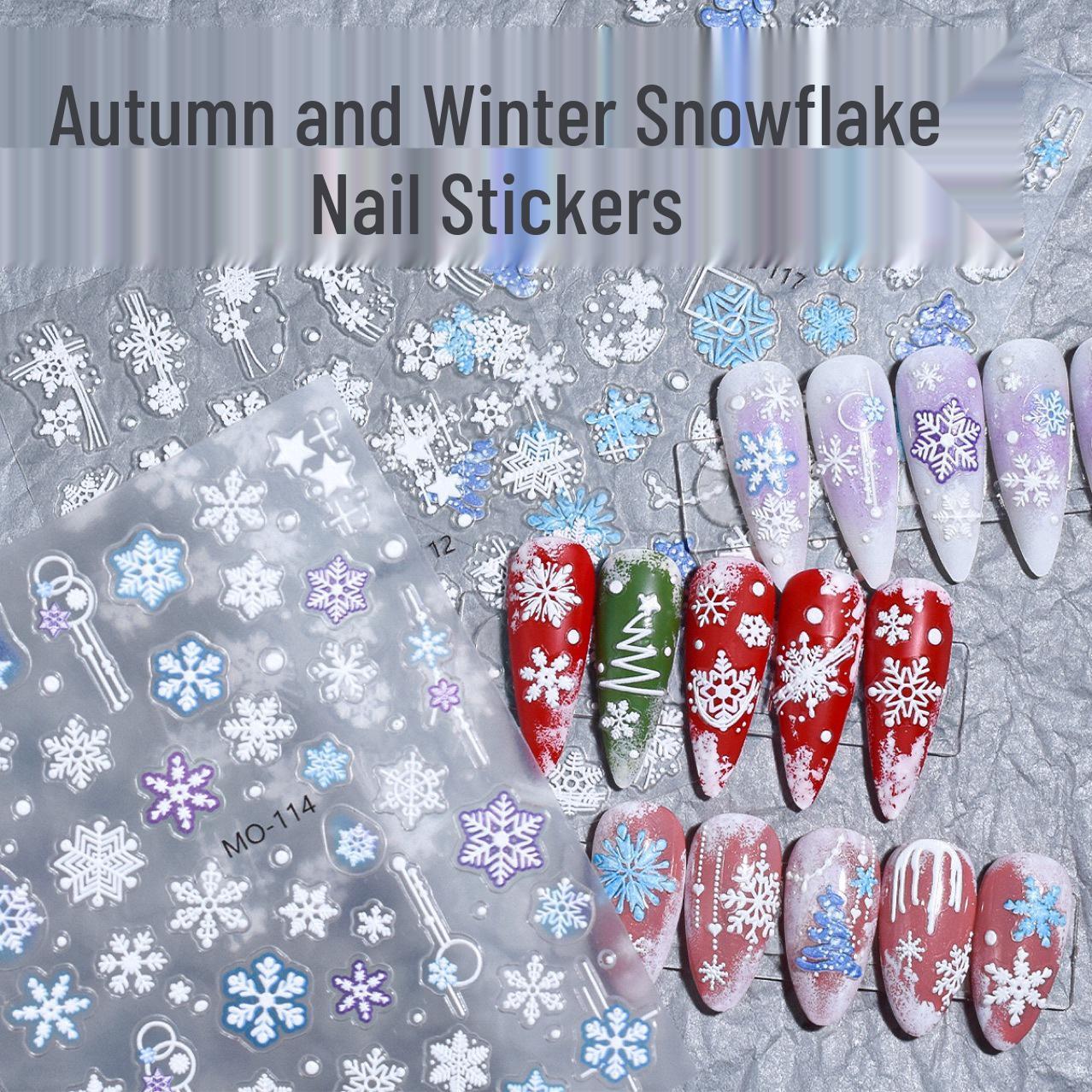 

Christmas Snowflake Nail Stickers - Festive Art Deco for Nails Winter Snowflake 117 - 1 sheet