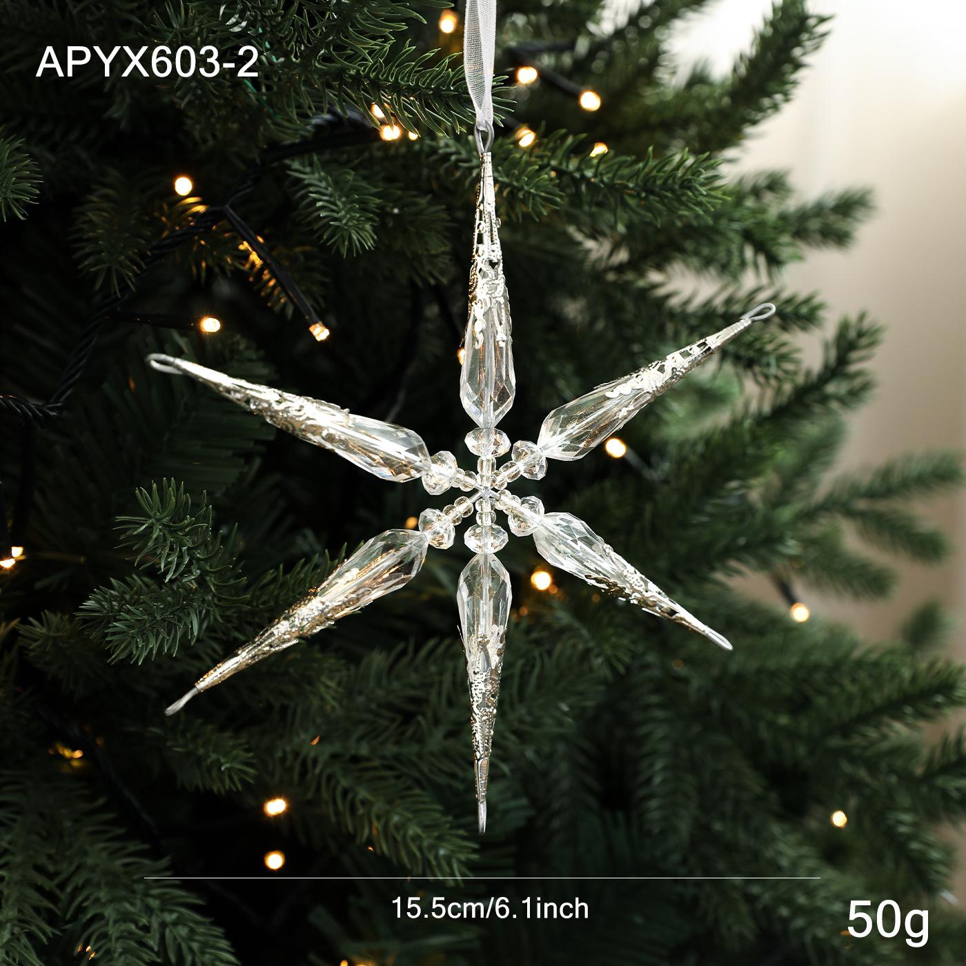 

Transparent Acrylic Snowflake Pendant Six-pointed Star High-end Special-shaped Christmas Tree Decoration Pendant Scene Layout