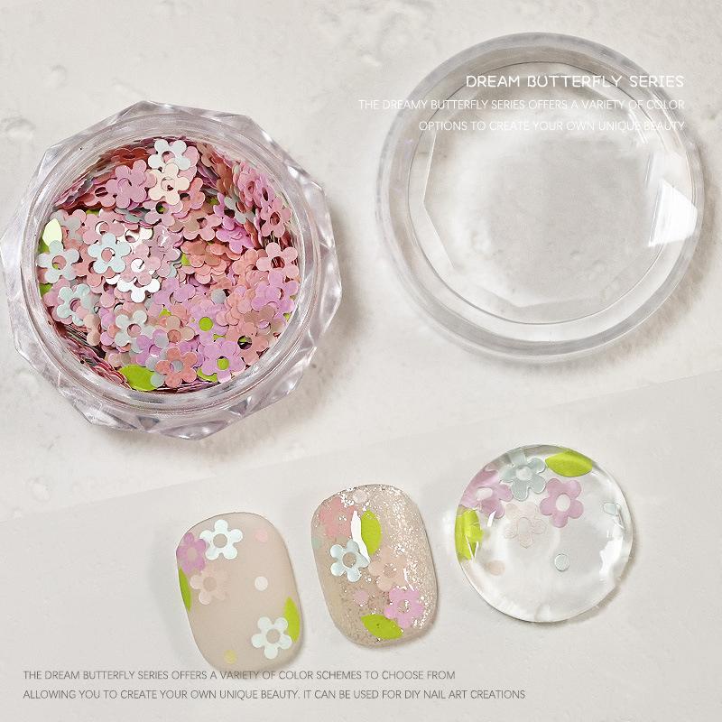 1 Jar Hollow Out Flowers Nail Art Glitter Mini Sparkling Flakes Nail Sequins Nail Art Decoration,Manicure Tips Charms For Women