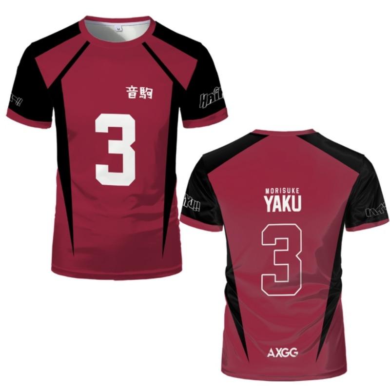 Anime Haikyuu Nekoma Jersey Uniform T-shirt Kozume Tetsurou Kuroo Cosplay Costume High School Volleyball Club Men Sportswear Tee