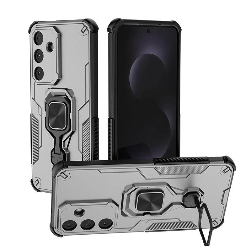 KEYSION Shockproof Armor Case for Samsung A17 5G Silicone+PC Upright Metal Live Ring Stand Phone Back Cover for Galaxy S25 FE 5G