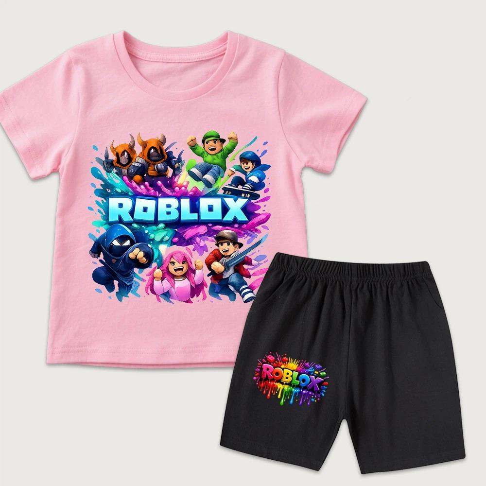 

Game Character Cartoon Printed Kids T-shirt and Shorts 2 Piece Set Summer Casual Outfit for Boys and Girls Childrens Clothing 100
