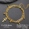 LIKGREAT Vintage Egypt Bracelet Ankh  Charms Stainless Steel  Bracelets Women Jewelry Double Chain Life Symbol Cross Amulet Anni