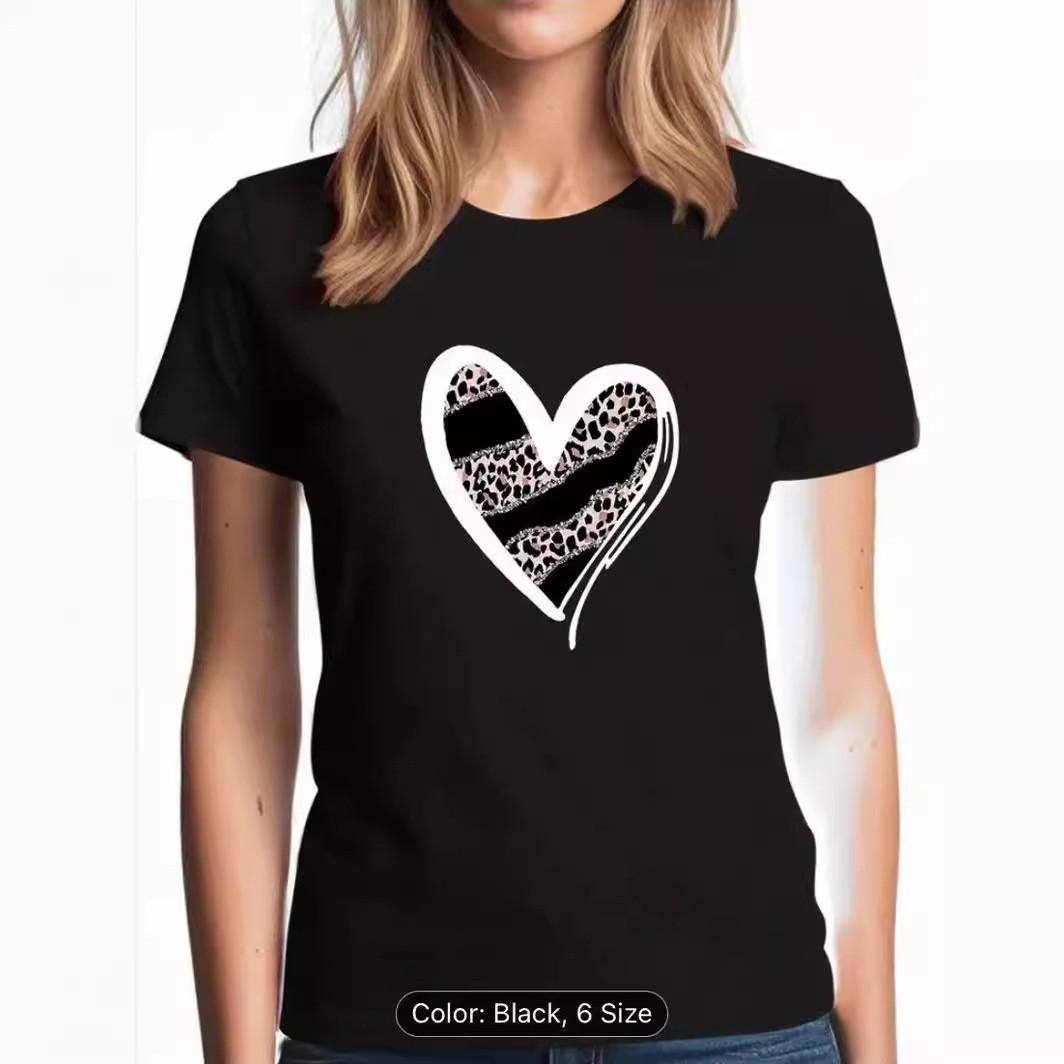 

Летний топ с круглым вырезом и принтом, модные повседневные милые женские футболки из чистого хлопка с короткими рукавами S