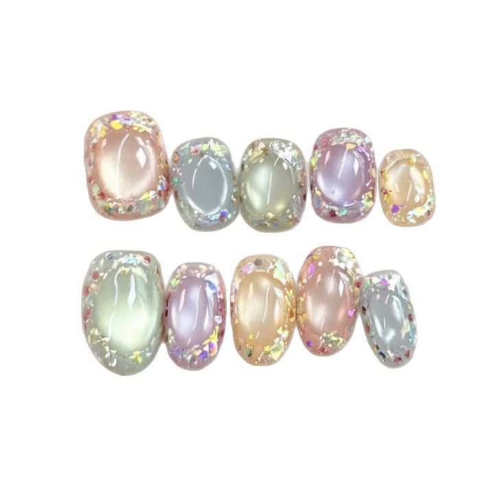 Korean Style Blazing Cat Eye Gemstone Starry Sky Manicure Stickers - Cute & Stylish