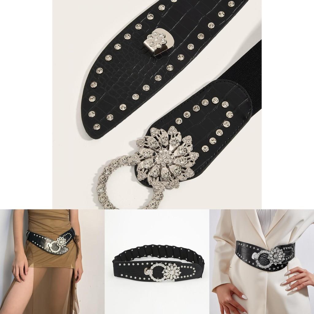 Trendy Spring Metal Waist Belt With Sparkling Water Digger Buckle For Women Fashion