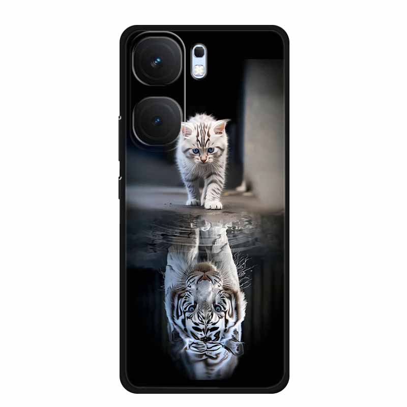 For Vivo iQOO Neo9 Pro Case TPU Silicone Soft Back Cover for Vivo iQOO Neo9 Neo 9 Black Fashion Cool Animals Coque Lion Tiger