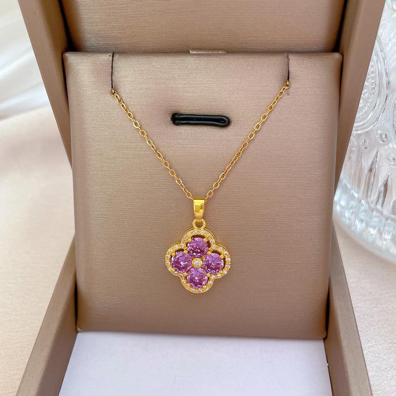 Glückskette Damen Kupfer Mikro-Inlay Echtgold Galvanisierung Schlichte und Exquisite Schlüsselbeinkette Halskette