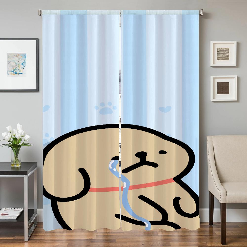 Home Interior Kitchen Curtains for Living Room 2 Pieces Blackout Curtains Door Curtain Maltese Dog Partition Bedroom Decoration