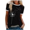 Ladies Cute Printed Short Sleeve Round Neck Front Shoulder Vintage Short Sleeve Summer Loose Shirt Top