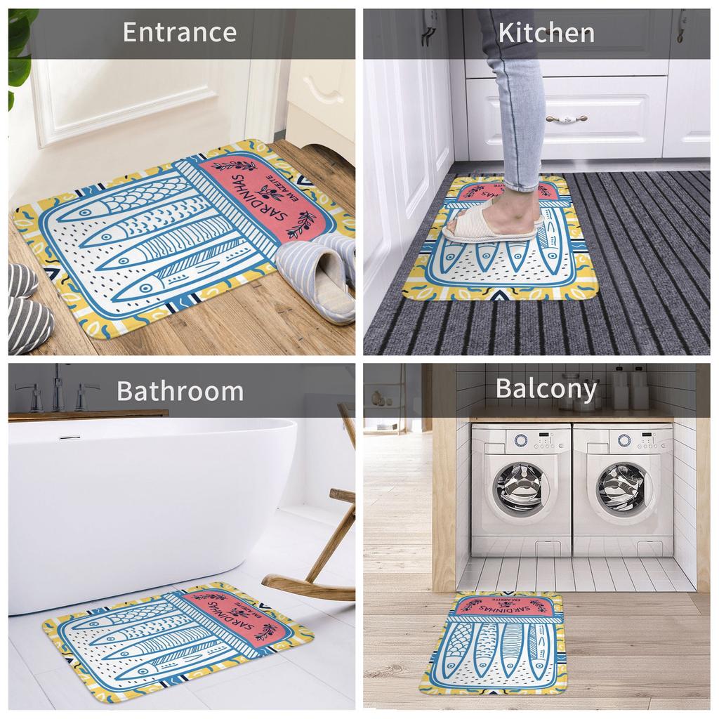 Funny Sardines In Tin Design Doormat Non-Slip Entrance Bath Kitchen Door Floor Mats  Garden Carpet Rug