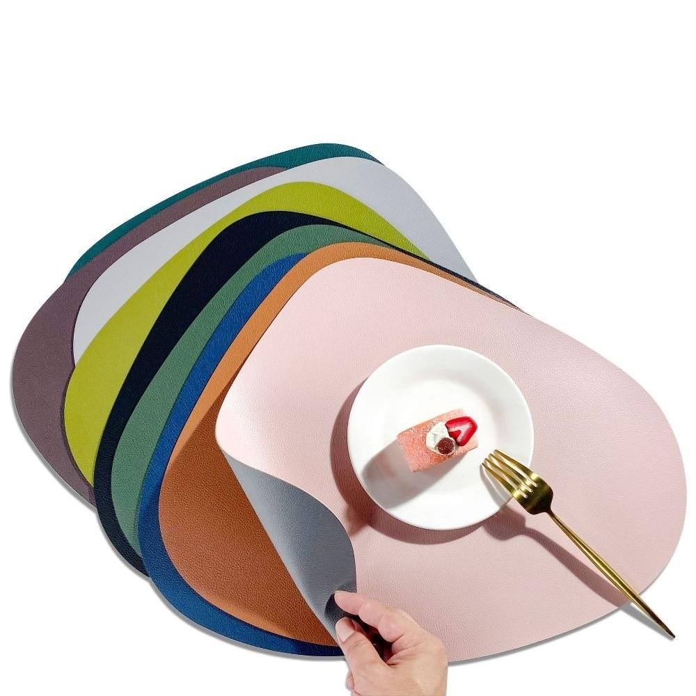 PU Leather Table Mat Imitation Cowhide Pattern Flatware Place Pad Modern Placemats  Home Decor