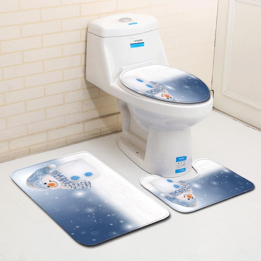 Weihnachts-Badezimmer-Bodenmatte Toilette Dreiteiliges Set