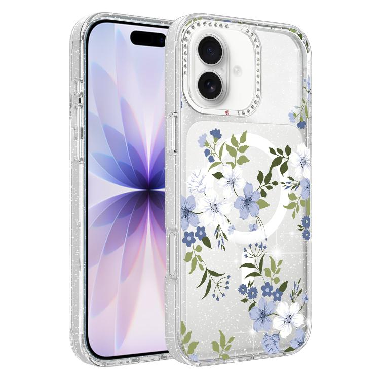 Flower Pattern IMD Glitter Magnetic Phone Case