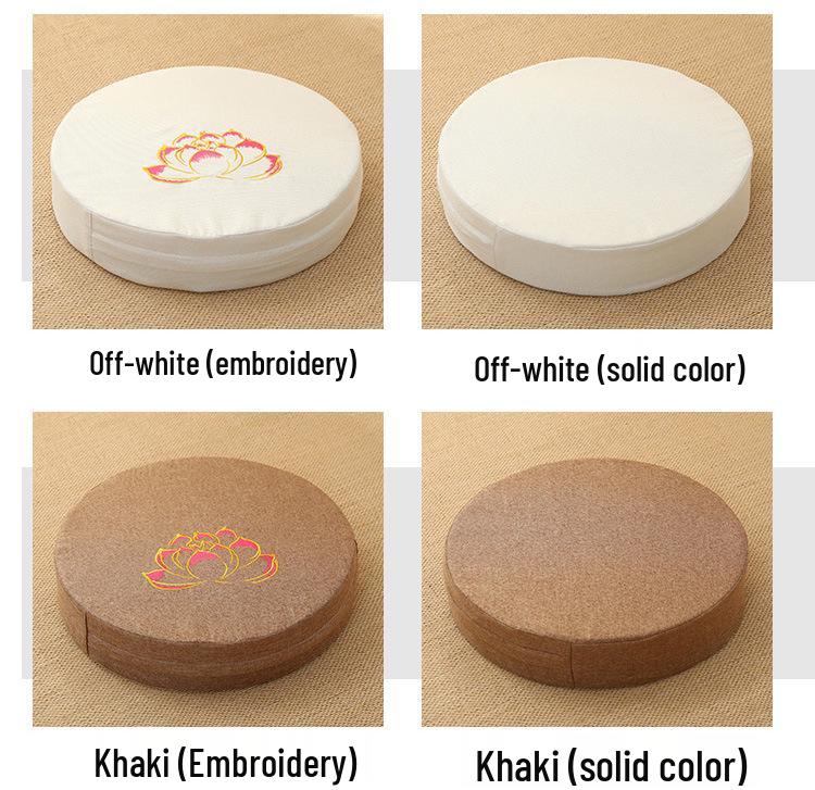 Lněný vyšívaný tatami podsedák na meditaci a zenové klečení - Pratelná podložka na arkýřové okno