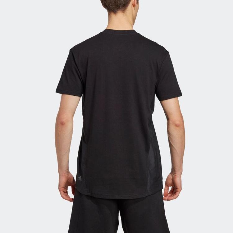 Adidas Solid Color Logo Round Neck Short Sleeve T-Shirt Men Tops Black IC9723