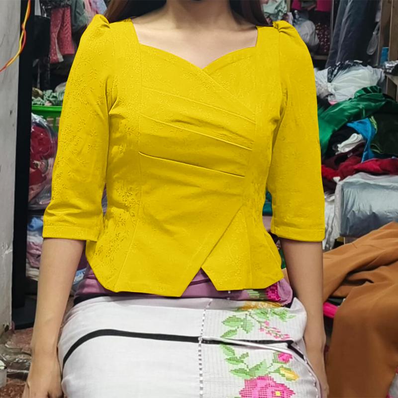 

ZANZEA Womens Summer Elegant Casual Half Sleeve Solid Blouse 5XL жёлтый