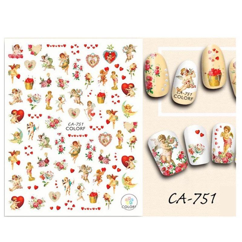 Sexy Lips New Year Slider Valentine's Day Beating Love Heart Design Abstract Pattern Cartoon Fashion Nail Sticker