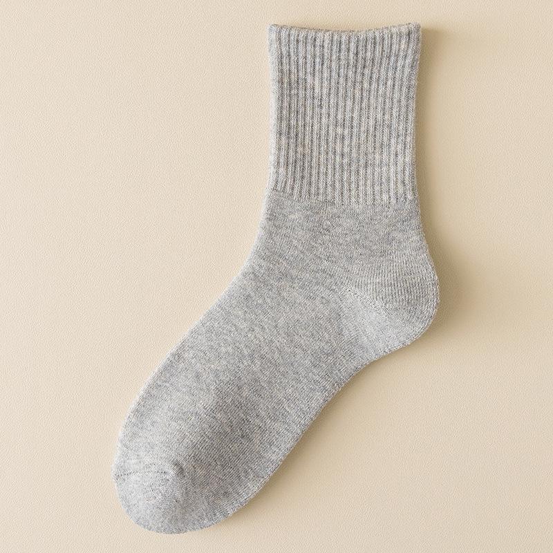 Men's Winter Mid-Calf Cotton Socks - Thick, Warm, Solid Color, Japanese Style, Home Comfort, Versatile Long Socks