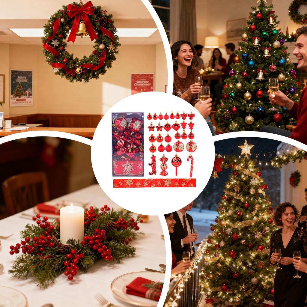 Weihnachtskugel-Ornamente 30 Stück Festliche Feiertagsdekoration Bruchsichere Anhänger Für Weihnachtsbaumschmuck Für