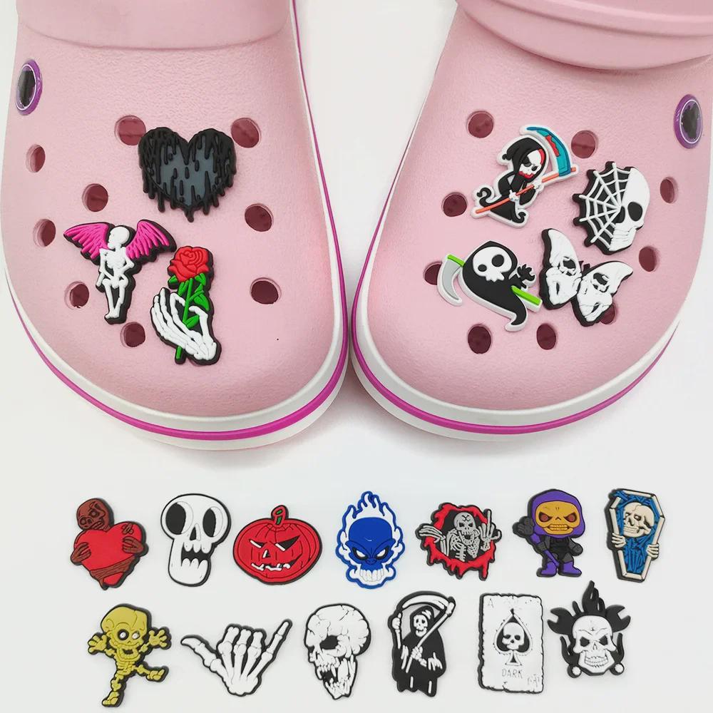Craniu Halloween PVC Lipici Moale Farmece Drăguțe de Desene Animate pentru Pantofi