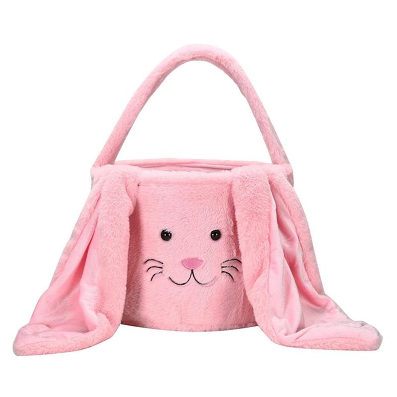 Cute Rabbit Style Velvet Easter Basket Easter Bunny Basket for Kids