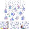 12 Pcs Mermaid Hanging Swirls Decoration Iridescent Mermaid Theme Party Garland Ocean Ceiling Streamer for Birthday Party Supplies