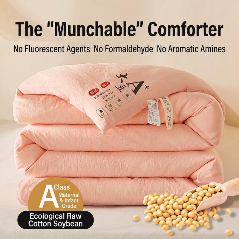 Class A All Season Quilt, Thickened Quilt Insert with Raw Cotton & Soybean Fiber, Warm Bedding for Bedroom & Student Dormitory