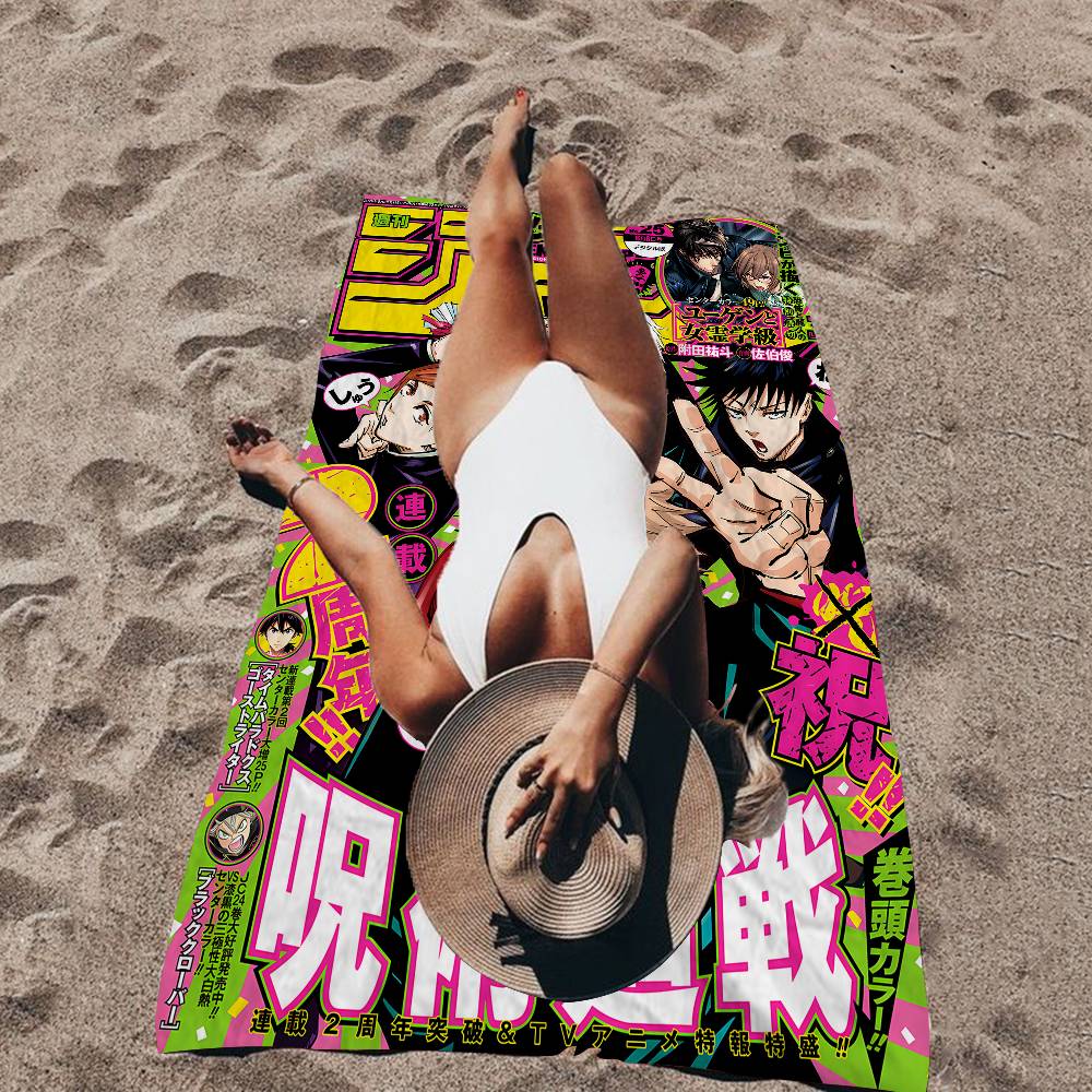 Jujutsu Kaisen Anime Mikrofaser Bedrucktes Strandtuch Bergsteigen Yoga Strand Schwimmen Laufen Saugfähiges Weiches Handtuch