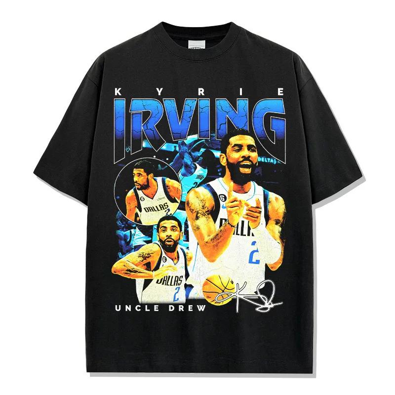 Uncle Drew Kyrie Irving Vintage Collage Tshirt Crew Neck Quick Dry Breathable Harajuku Basketball Training Outdoor Tee