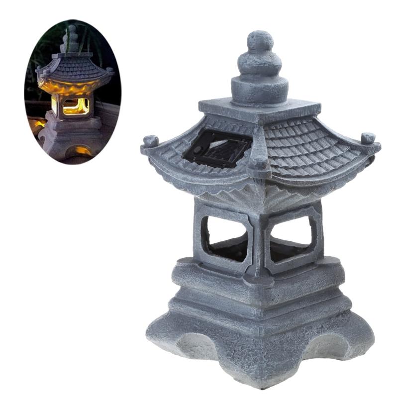 Decorative Solar for Palace Lamp Japanese Style Landscape Light Anti Deformed Garden Yard Resin Ornament Gift for Neighb