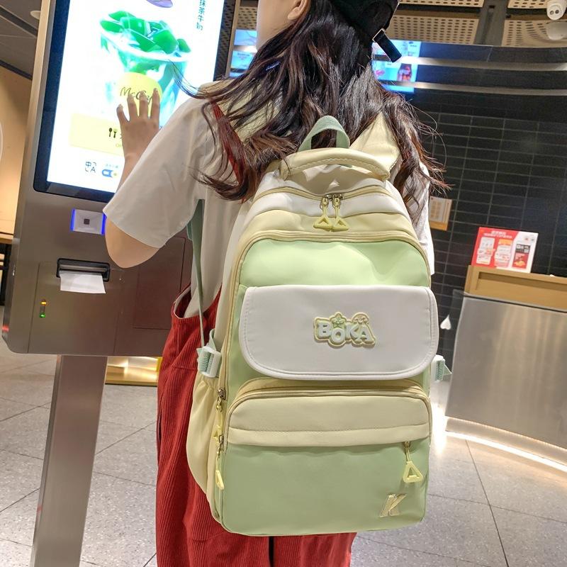 Студенческий школьный рюкзак с цветными блоками — фото 3