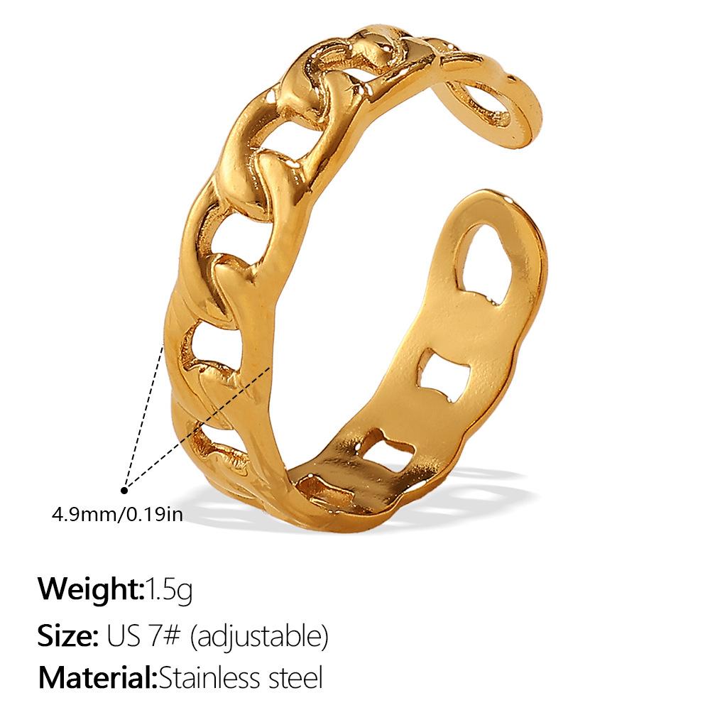 Europe, America 2025 carved ring trend stainless steel plated 18K gold men and women wear ring