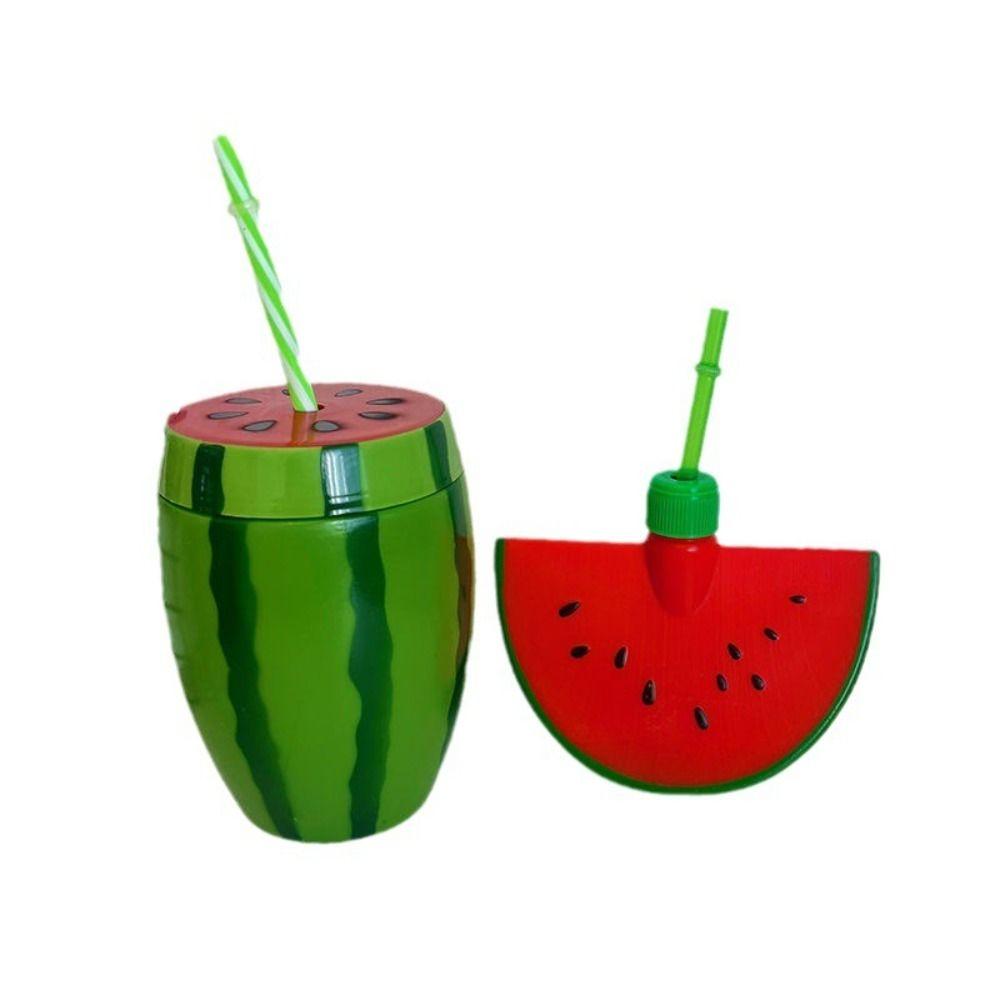 Kreativ Mit Deckel Wassermelonenförmiger Becher Langlebige Plastik-Trinkbecher Wiederverwendbar Cartoon-Frucht-Partybecher Trinkgeschirr