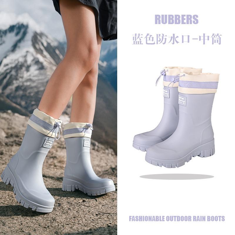 Mountain women's rain boots waterproof bundle pull rope women's boots outdoor camping stream water boots commuting fashion rubber shoes wading boots