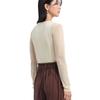 Kong Trendy Brand Ini*** Mesh Elastic Slim-Fit Women's Spring and Autumn Long-Sleeve Base T-Shirt, Round Neck, Lightweight, Breathable, Solid Color