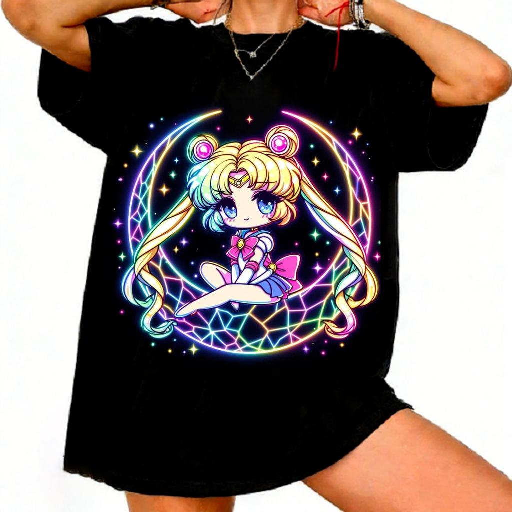 Sailor Moon Retro 90s Anime Graphic T Shirt Summer Cotton Unisex Women Tee Streetwear Casual Trend Short Sleeve Couple Hip Hop Top