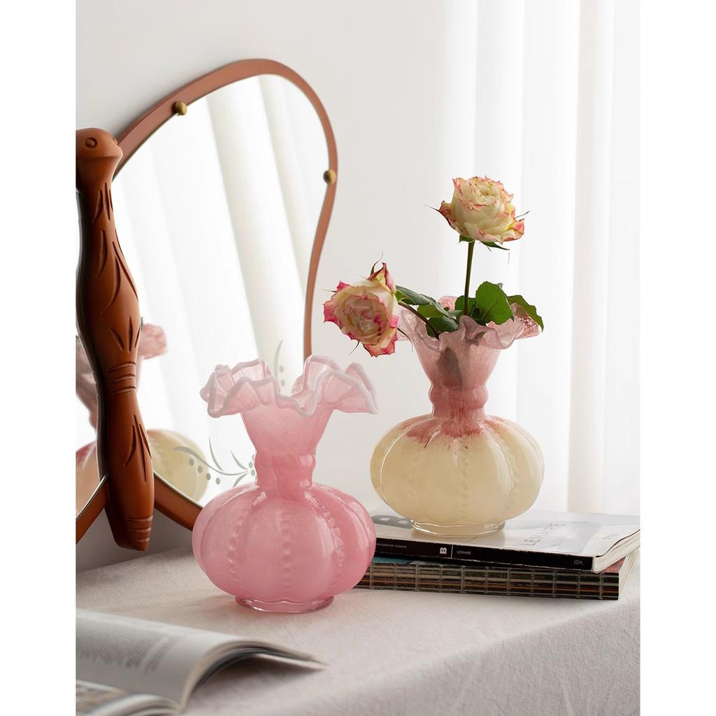 Luxuriöse Glasvase Französischer Vintage Fenton Stil für Wohnzimmer Tischplatte Blumendekor