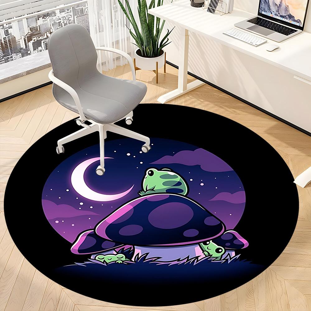 1pc Turtle Moon Office Round Area Rug, Under Office Chairs Bedroom Living Room Home Decor, Room Deco, Available In Various Sizes