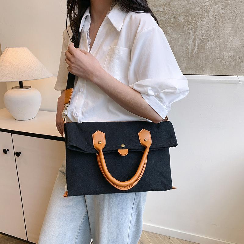 2025 Spring New Trend Solid Color Korean Personalized Shopping Bag Simple Tote Bag Casual Fashion Tote Bag