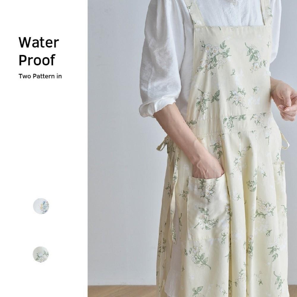 Floral Pattern Cotton Apron Pleated Skirt Korean-style Apron Girls Apron Household Work
