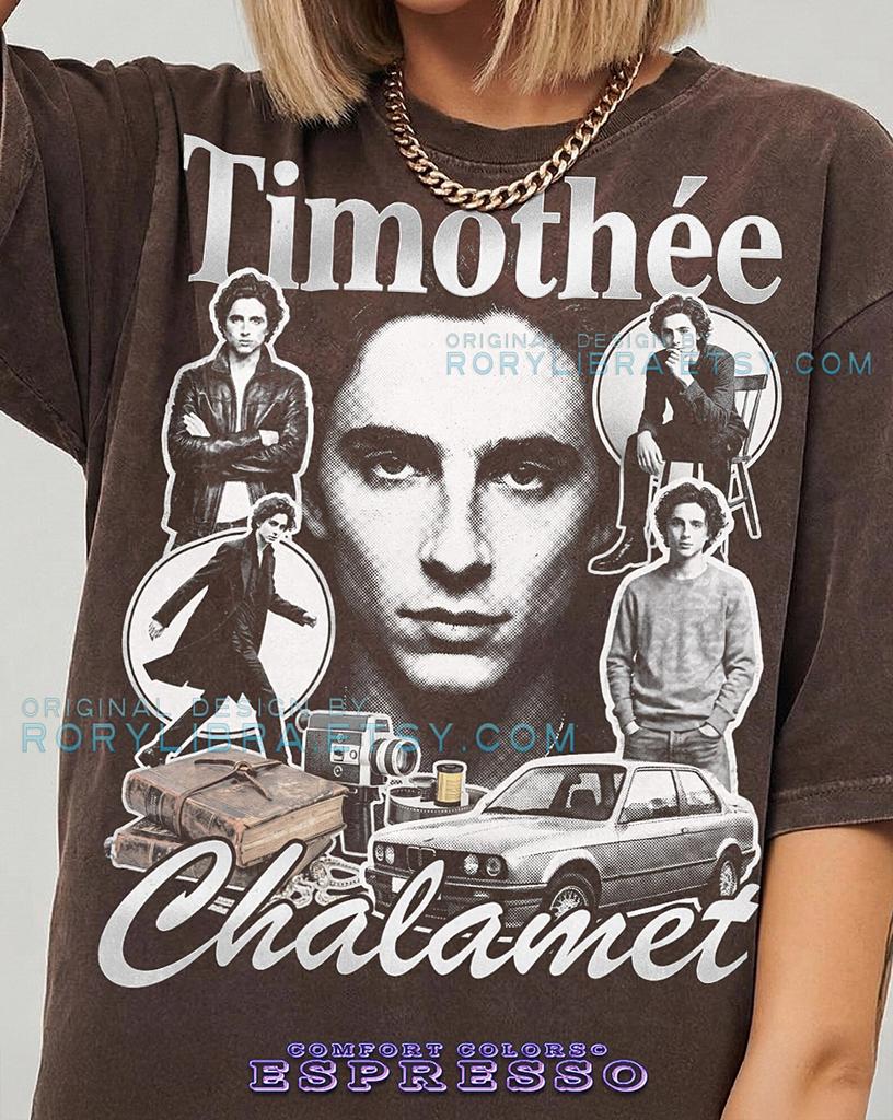 Timothée Chalamet Vintage Actor Portrait Graphic Comfort Colors® TShirt and kids tshirt, Black White Fan Gift Tee