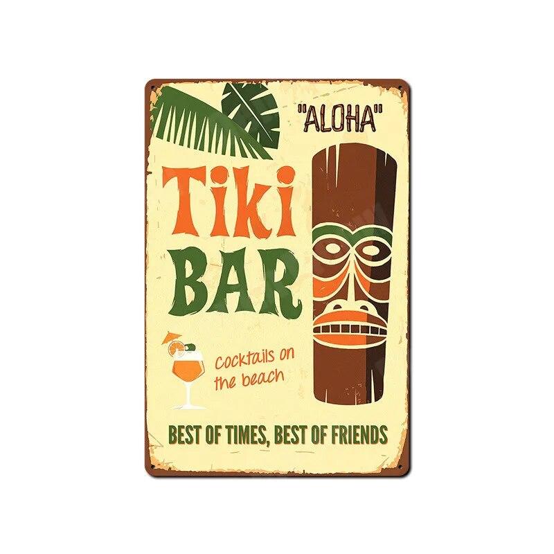 Tiki Bar Wall Art Posters, Tin Signs, Beach Bar, Hawaii Surfing, Vintage Home Decor, Tin, Pub, Cafe, ZSS16